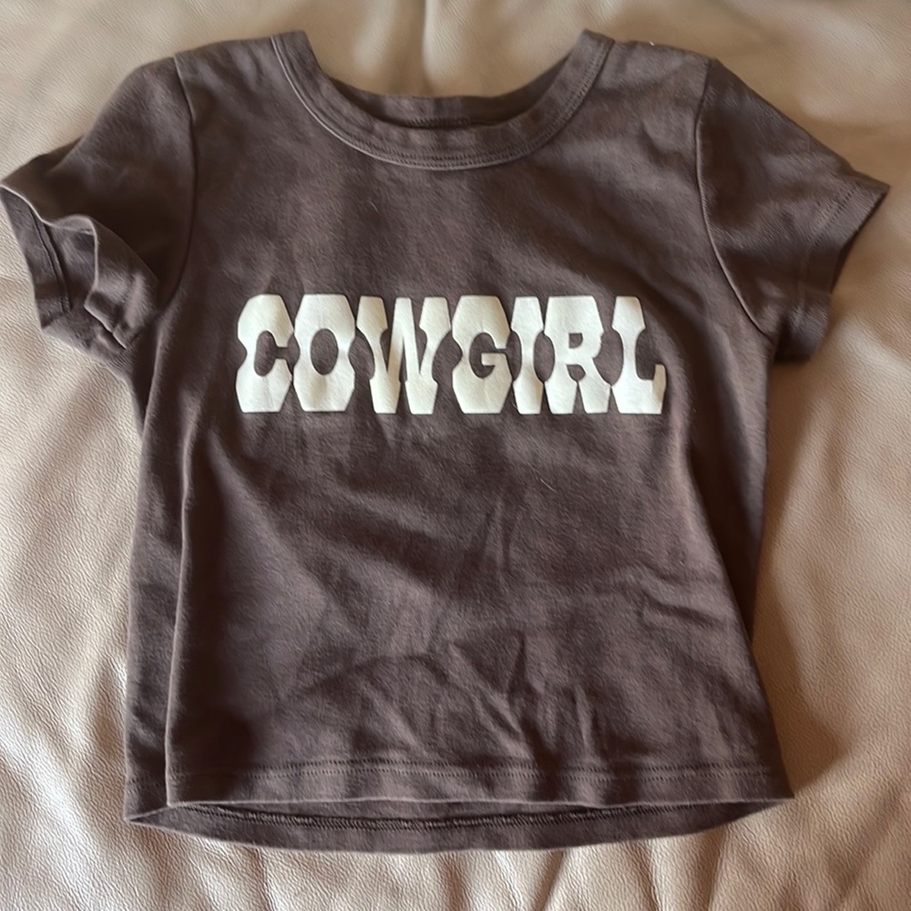BRANDY MELVILLE/JOHN GALT COWGIRL BROWN CROPPED TEE